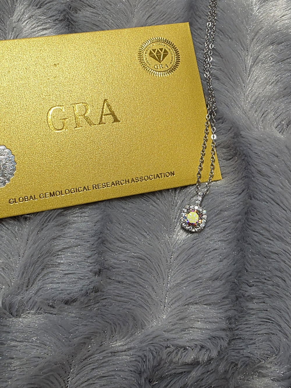 1ct Moissanite Crystal Halo Pendant Necklace